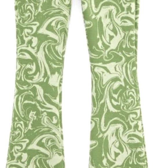 NWOT ZARA Jacquard Flare Trousers in light Lime Green, Long Length size Medium - Picture 5 of 7